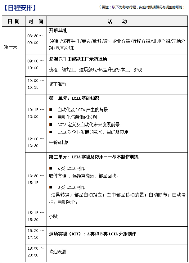 2018年12月份LCIA低成本自動化課程招生啦！